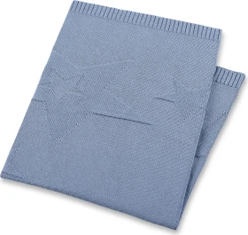 Sterntaler Strick-Schmusedecke mit eingestrickten Sternen blau