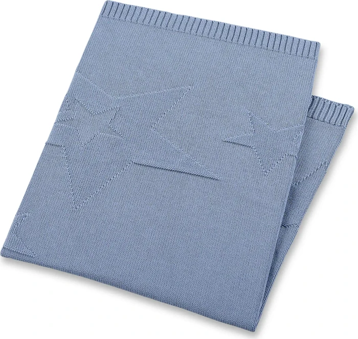 Sterntaler Strick-Schmusedecke mit eingestrickten Sternen blau