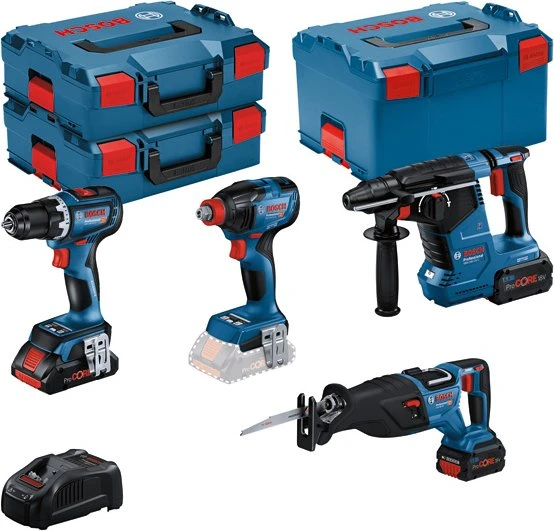 Bosch Professional Akku-Maschinenset inkl. L-Boxx + 3 Akkus 4.0/5.5Ah