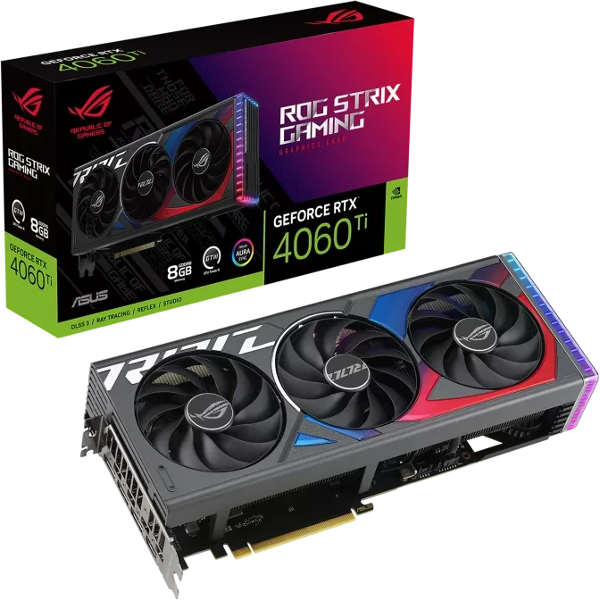 ASUS ROG Strix GeForce RTX 4060 Ti OC, ROG-STRIX-RTX4060TI-O8G-GAMING, 8GB GDDR6, HDMI, 3x DP
