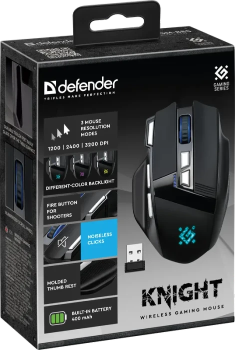 Defender Knight GM-885 Wireless Gaming Mouse schwarz, USB