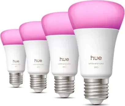 Philips HUE White and Color Ambiance Smart LED A60 E27 810 6W, 4 Stück