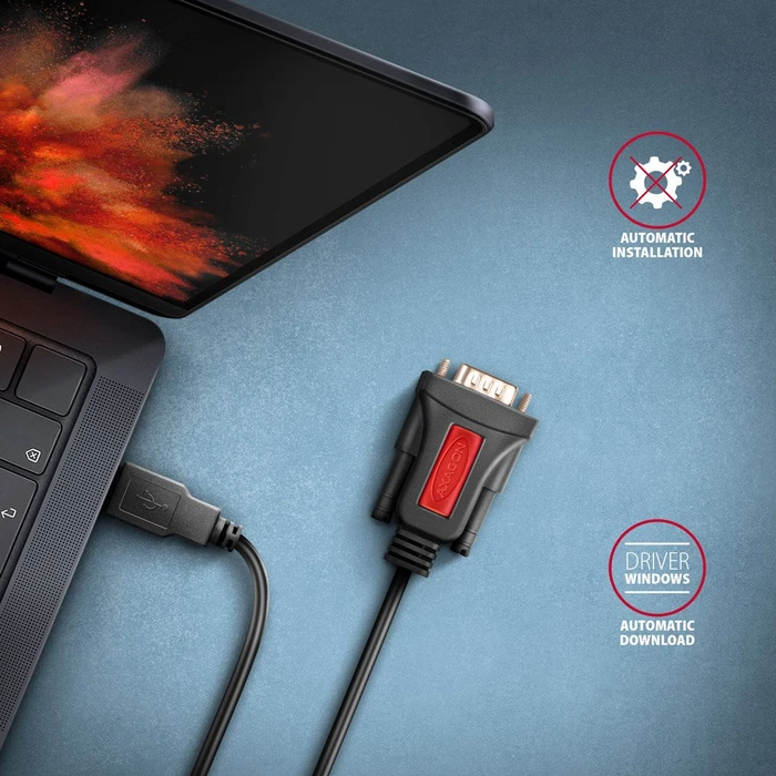 Axagon USB-A 2.0 [Stecker] auf RS-232 (seriell) [DB9 Stecker], Adapterkabel, 1.5m