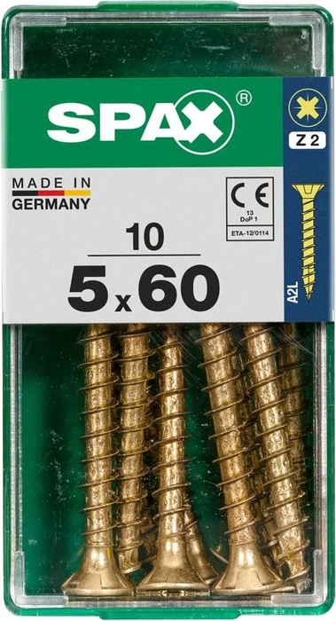 Spax YELLOX A2L 4CUT PZ2 Universalschraube, 5x60mm, 10 Stück