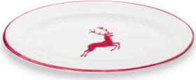 Gmundner Keramik Bordeauxroter Hirsch Platte oval 21x14cm