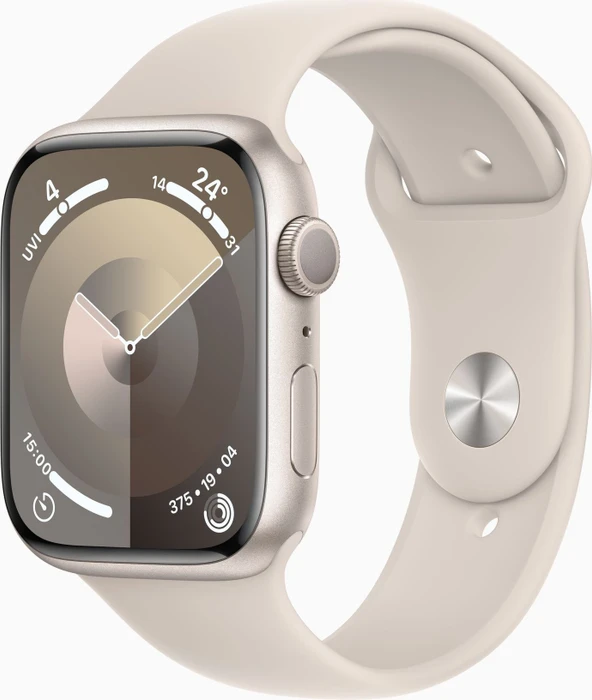 Apple Watch Series 9 (GPS) 45mm Aluminium Polarstern mit Sportarmband M/L Polarstern