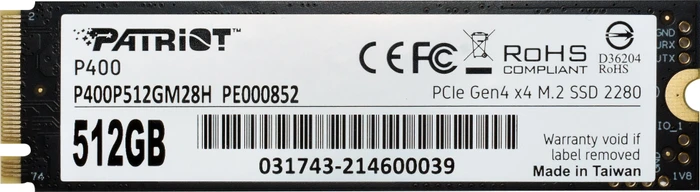 Patriot P400 512GB, M.2 2280 / M-Key / PCIe 4.0 x4, Kühlkörper