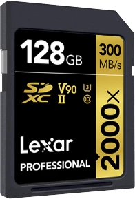 Lexar Professional 2000x Gold Series R300/W260 128GB, UHS-II U3, Class 10