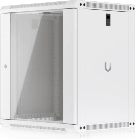 Ubiquiti 12U Rack Cabinet, 19" Wandgehäuse 12HE, Glastür, weiß, 450mm tief