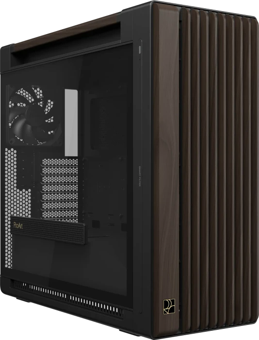 ASUS ProArt PA602 Wood Edition Modern Black, schwarz/braun, Tempered Glass Panel, Glasfenster