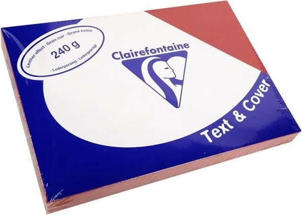 Clairefontaine Text & Cover ledergeprägt Universalpapier tiefrot, A4, 240g/m², 100 Blatt