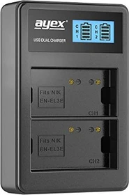 ayex USB Dual- Ladegerät für Nikon Akkus Typ EN-EL3e