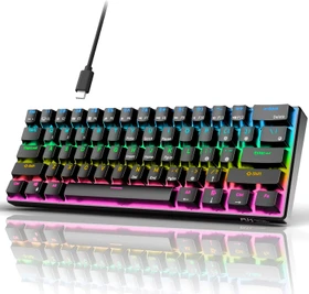 RK Royal Kludge RK61 60% Wired, schwarz, LEDs RGB, hot-swap, RK RED, USB, US