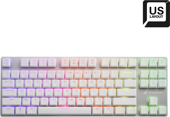 Sharkoon PureWriter TKL RGB, weiß, Kailh Choc LOW PROFILE RED, USB, US