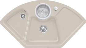 Villeroy & Boch Solo Eck Einbau Becken mittig mit Ablauffernbedienung almond