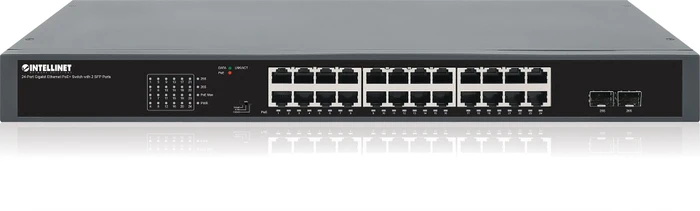 Intellinet Rackmount Gigabit Switch, 24x RJ-45, 2x SFP, 370W PoE+