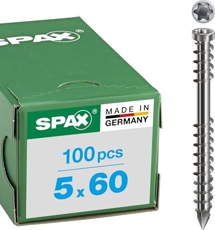 Spax Edelstahl rostfrei A2 T-STAR plus T25 Terrassenschraube, 5x60mm, 100 Stück