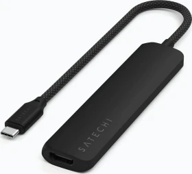 Satechi 6-in-1 Slim Multiport Adapter, schwarz, USB-C 3.1 [Stecker] (ST-P6SK)