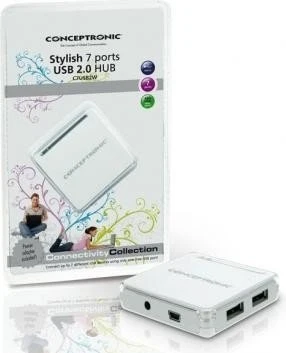 Conceptronic Stylish USB-Hub, 7x USB-A 2.0, USB 2.0 Mini-B [Buchse]