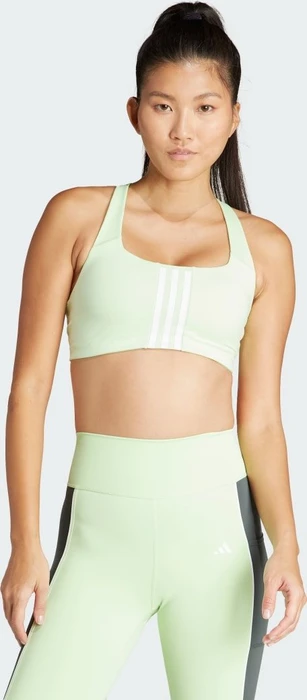 adidas Powerimpact Training Medium-Support 3-Streifen Sport-BH semi green spark (Damen)