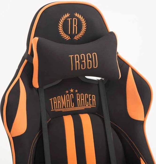 CLP Racing Limit Stoff Gamingstuhl mit Fußstütze, schwarz/orange