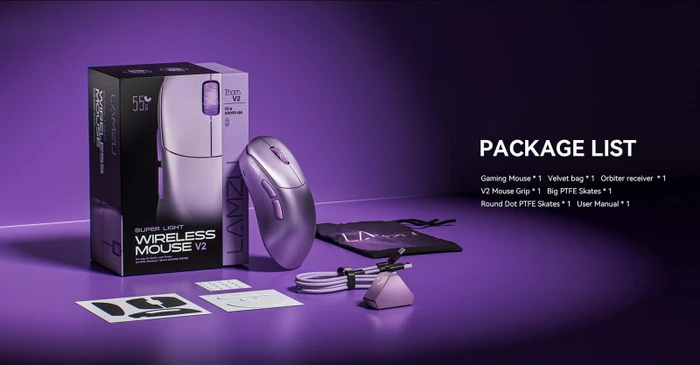 Lamzu Thorn V2 8K Wireless Gaming Mouse violett, USB