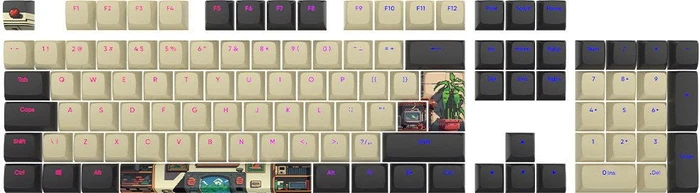 Dark Project Arcade Multilingual Keycaps, Kunststoff (PBT) Double-Shot, CSA-Profil, beige/schwarz, 177 Tasten, ANSI & ISO
