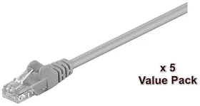 MicroConnect Patchkabel, Cat5e, U/UTP, RJ-45/RJ-45, 15m, grau, 5er-Pack