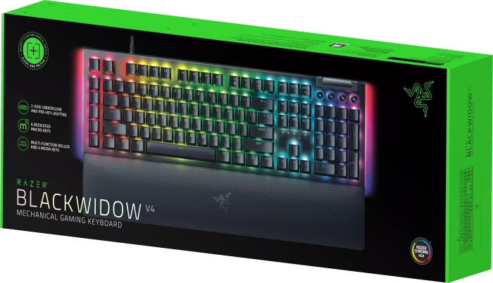 Razer BlackWidow V4, Razer GREEN Clicky Gen-3, USB, US