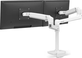 Ergotron LX Pro Dual Monitor Arm, hohe Säule, Tischklemme weiß