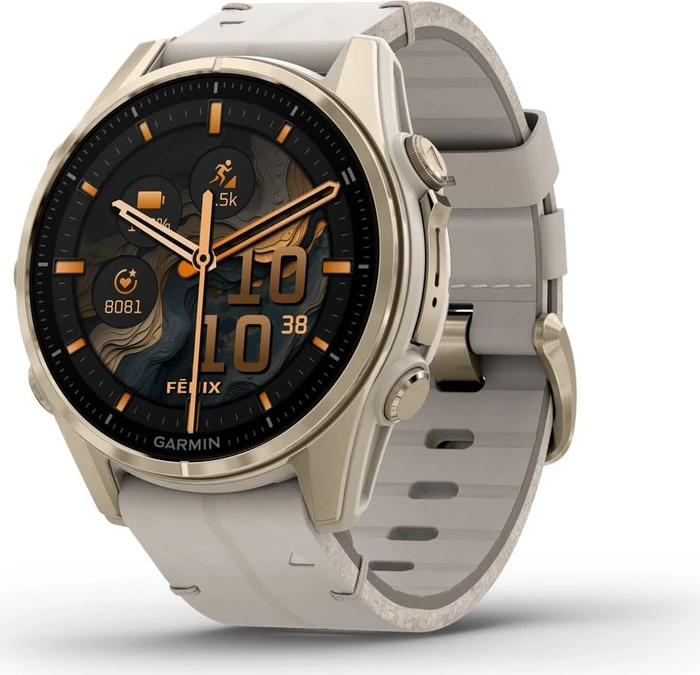 Garmin Fenix 8 43mm Sapphire soft gold/limestone leather