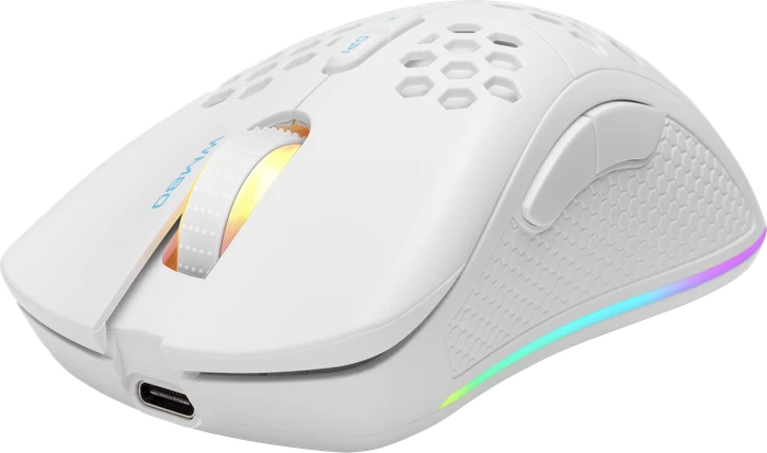 Deltaco WM80 Wireless Lightweight Gaming Mouse weiß, USB/Bluetooth