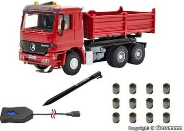 Viessmann - Spur H0 - CarMotion Basis Startset - MB ACTROS Muldenkipper mit Rundumleuchten, rot