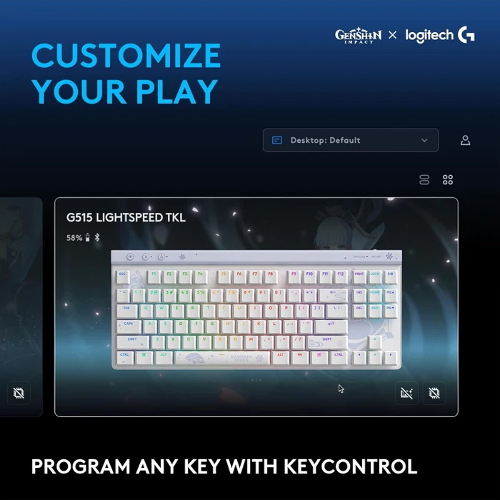 Logitech G515 Lightspeed TKL, Genshin Impact Edition: Kamisato Ayaka Special, GL TACTILE, USB/Bluetooth, US