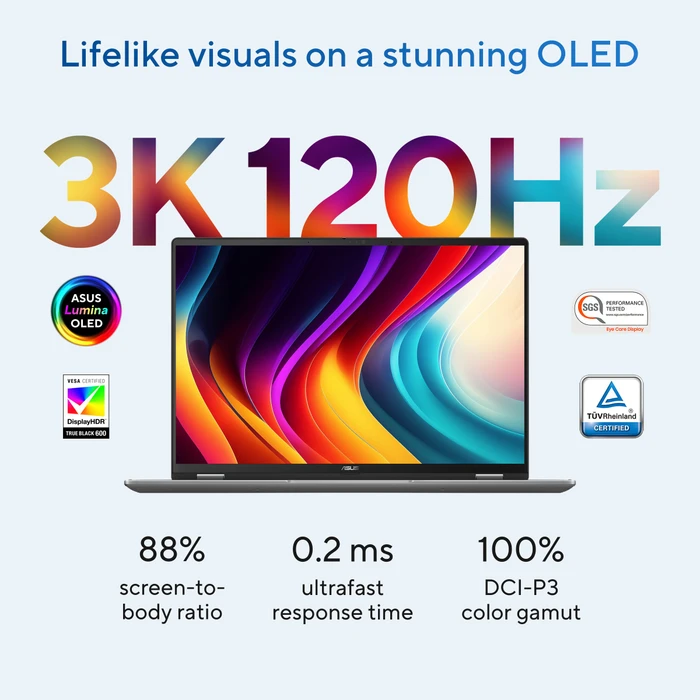 ASUS VivoBook S 16 Flip TP3607SA-SI716W, Matte Gray, Core Ultra 7 256V, 16GB RAM, 512GB SSD, DE, Eingabestift