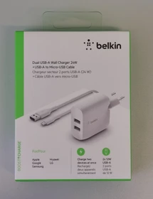Belkin BoostCharge Dual USB-A Netzladegerät 24W + Micro-USB-Kabel weiß