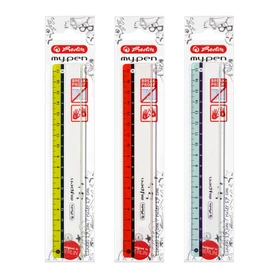 Herlitz my.pen Lineal 17cm, blau/rot/transparent/gelb