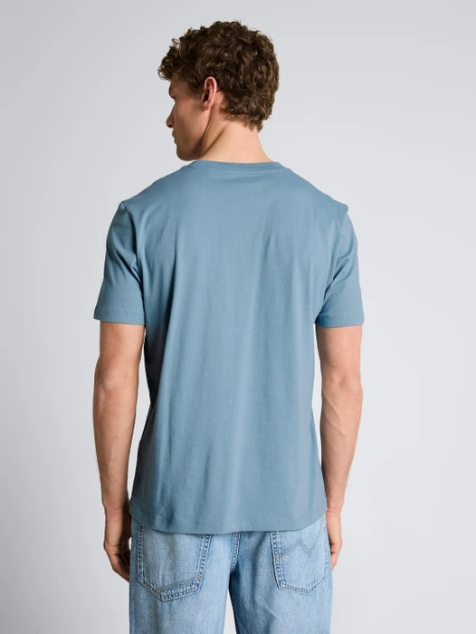 Tom Tailor Basic mit Logo-Print T-Shirt kurzarm steel blue (Herren)