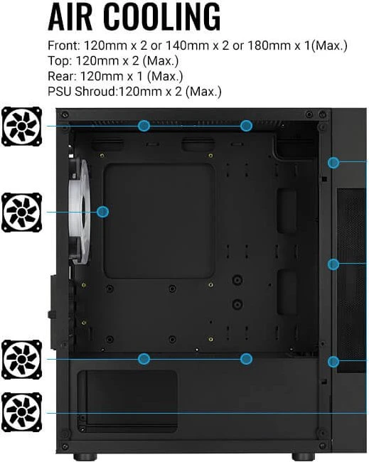 AeroCool Atomic Lite [V1], Lüfter LED Fixed RGB, Glasfenster