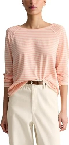 Marc O'Polo Gestreiftes Longsleeve Relaxed aus Loose Knit Jersey Shirt langarm light pink (Damen)