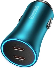 Baseus Golden Contactor Pro Dual Type-C Car Charger 40W blau