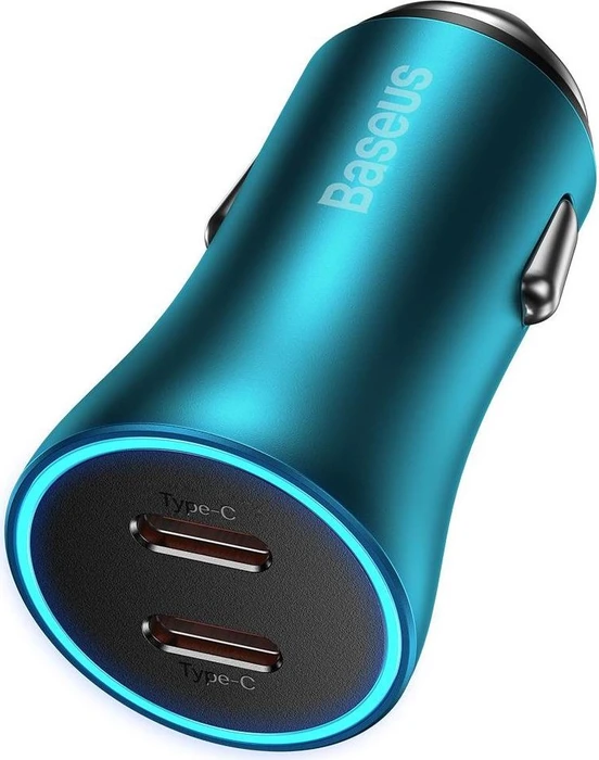 Baseus Golden Contactor Pro Dual Type-C Car Charger 40W blau