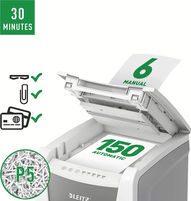 Leitz IQ Autofeed Office 150 P5, 2x15mm, weiß/grau