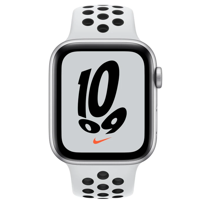 Apple Watch Nike SE (GPS) 44mm silber mit Sportarmband Pure Platinum/schwarz