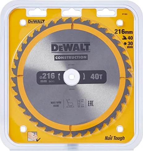 DeWalt DT1953 Kreissägeblatt 40Z, 216x1.7x30mm, 1 Stück