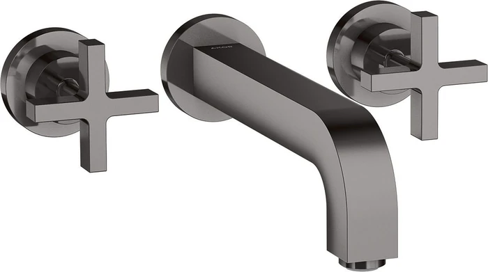 Hansgrohe Axor Citterio 3-Loch Waschbeckenarmatur mit Kreuzgriffen 222mm polished black chrome