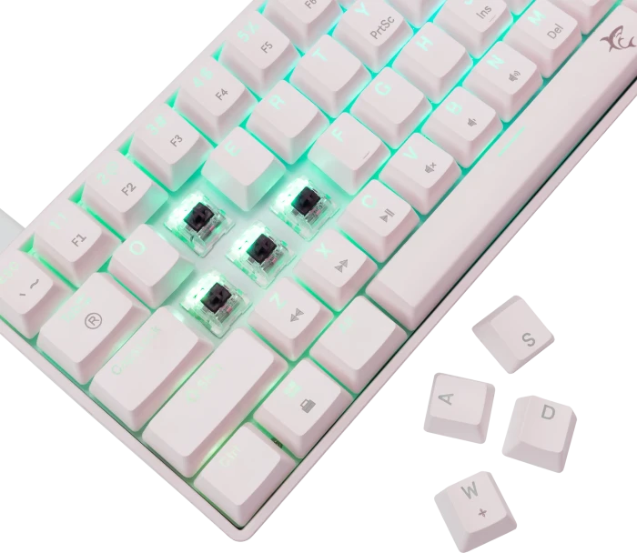 White Shark SHINOBI 2, weiß, LEDs RGB, hot-swap, RED Switches, USB, US