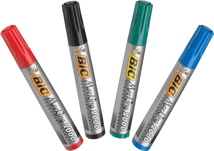 BIC Marking 2000 ECOlutions Permanentmarker Rundspitze 1.7mm schwarz/blau/rot/grün, 4er-Set, Box