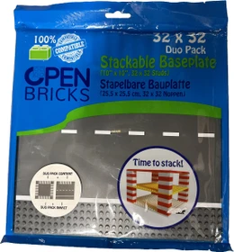 Open Bricks Stapelbare Bauplatte 32x32 Duo Pack Straßenplatte Kreuzung und Abbiegung