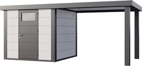 Telluria Classico 2424 Gerätehaus inkl. Anbau 2.84m rechts weiß/grau